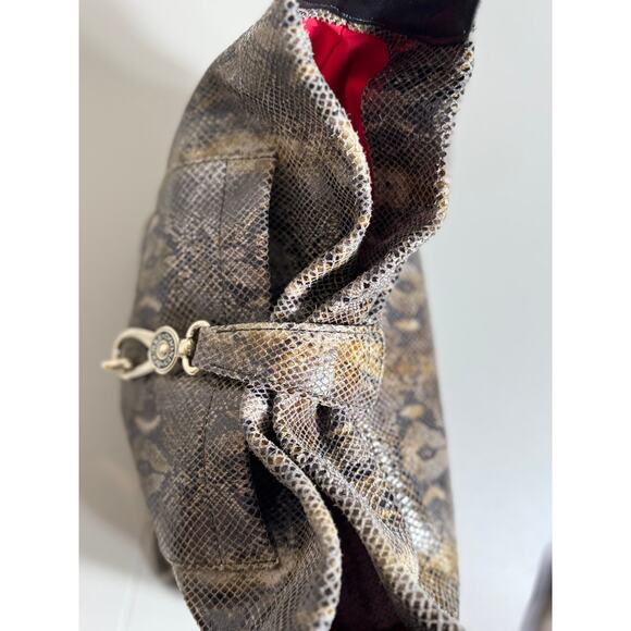 Dooney & Bourke vintage purse snakeskin embossed leather shoulder bag logo lock - Picture 7 of 16